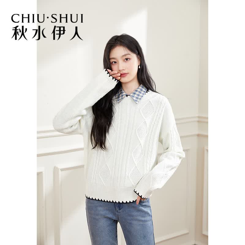 秋水伊人温柔毛衣冬季新款女装舒适复古针织毛衫 米白 S怎么看?