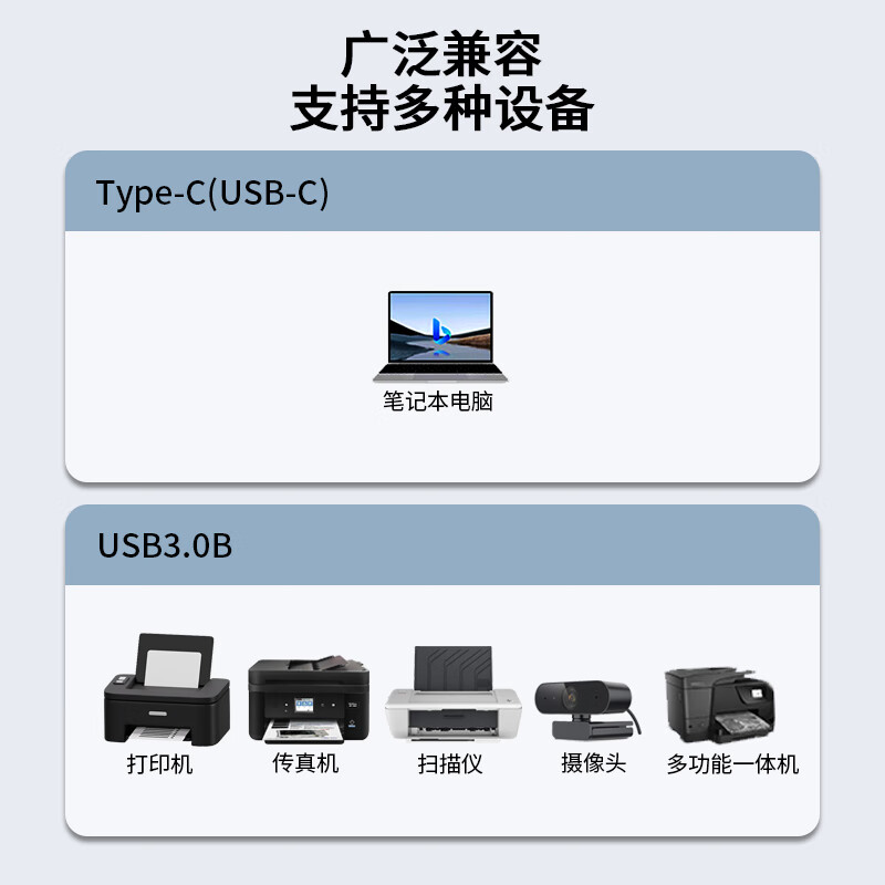 优特讯Type-C/USB-C转USB3.0B公打印线 笔记本电脑手机接打印机传真机扫描仪摄像头等连接线 YT-TC09 Type-C转USB3.0B公打印线 18米