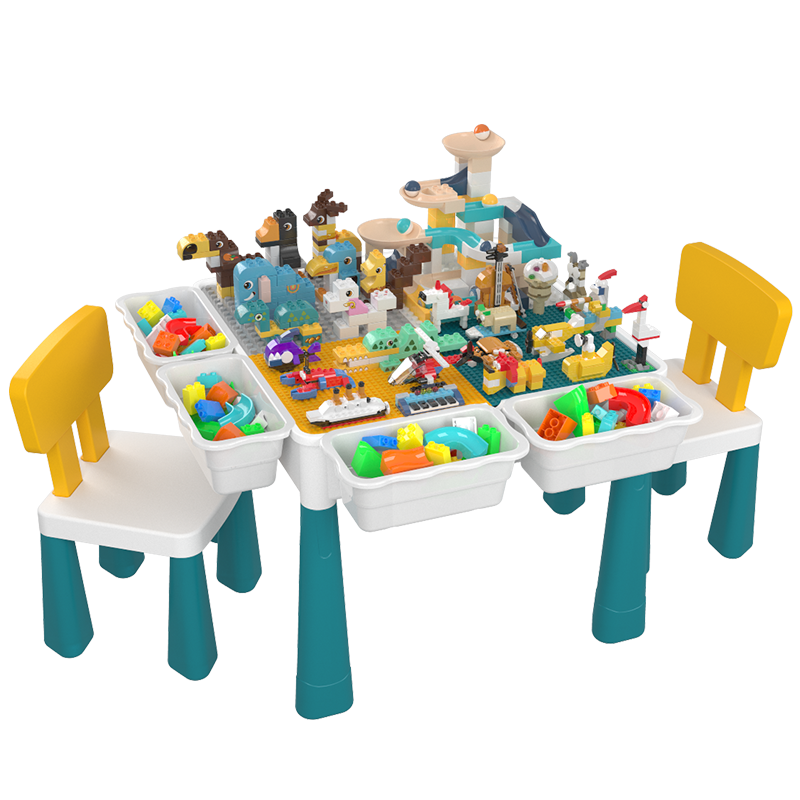 积木桌价格走势稳定万高儿童玩具兼容乐高大小颗粒积木桌收纳男女孩学习桌