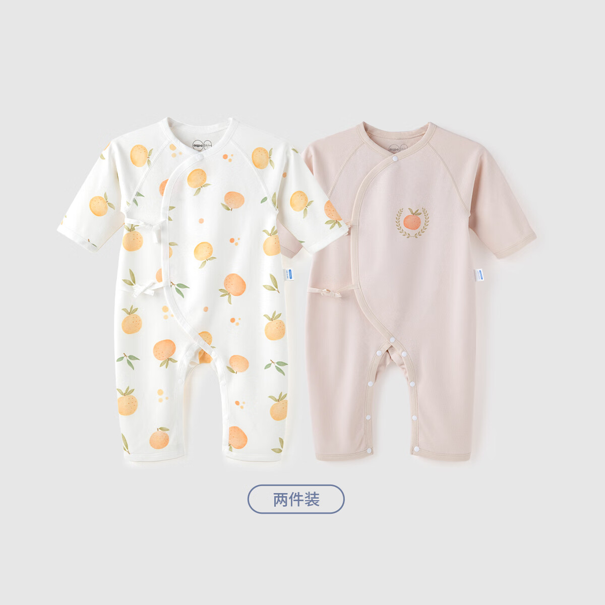 aqpa【2件装】新生婴儿连体哈衣春秋纯棉衣服男女宝宝哈衣和尚服0-6月 橘祥如意+浅咖底橘子 66cm使用感如何?