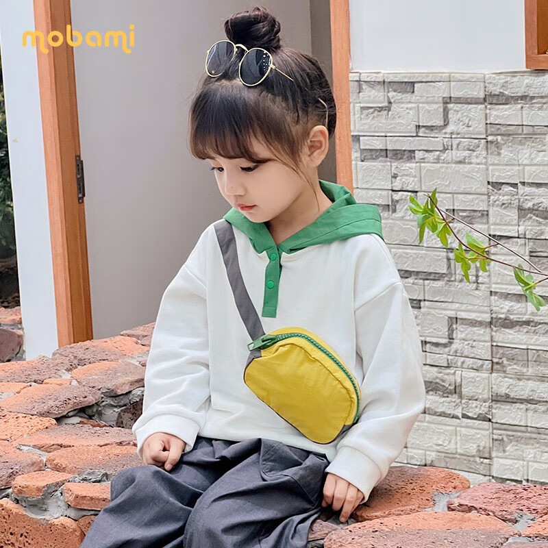 摩芭米mobami春秋婴儿衣服儿童连帽卫衣儿童宝宝毛圈带帽卫衣  绿色 130