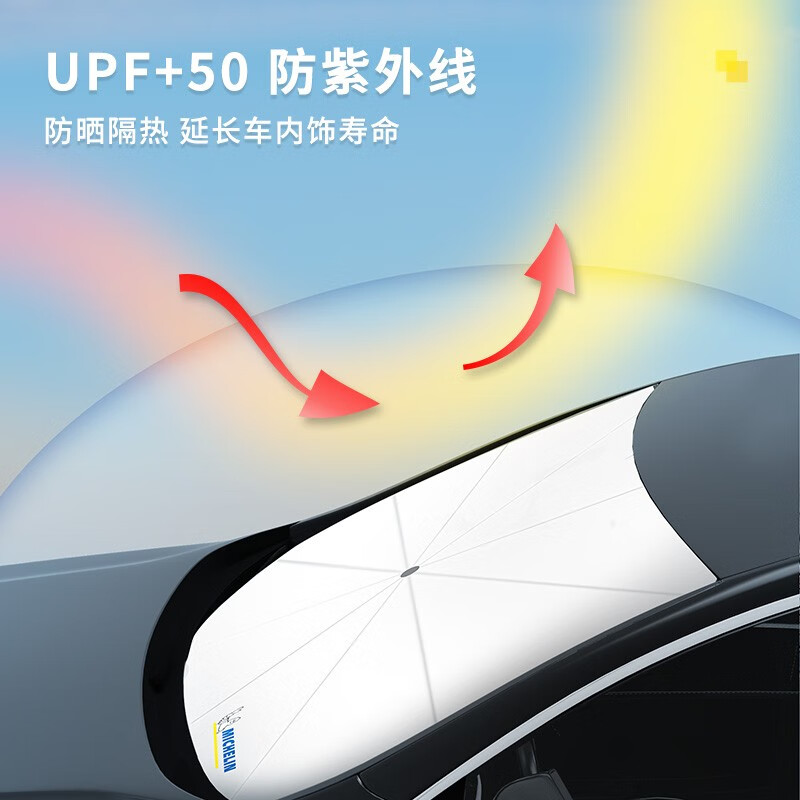 米其林(MICHELIN)汽车遮阳伞隔热遮阳伞遮阳帘遮阳挡汽车遮阳挡汽车防晒前挡遮阳伞 米其林遮阳挡遮阳伞 米白色