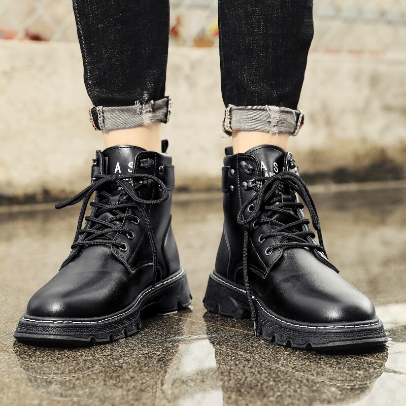 悍臣战狼2吴京同款马丁靴男春秋季英伦复古高帮大头工装鞋中筒潮流