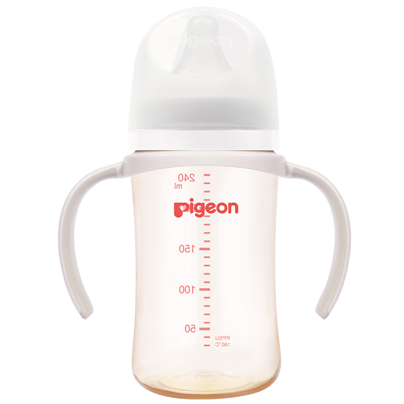 貝親（Pigeon）PPSU寬口徑雙把手奶瓶240ml M號(hào)奶嘴 3個(gè)月+ AA270
