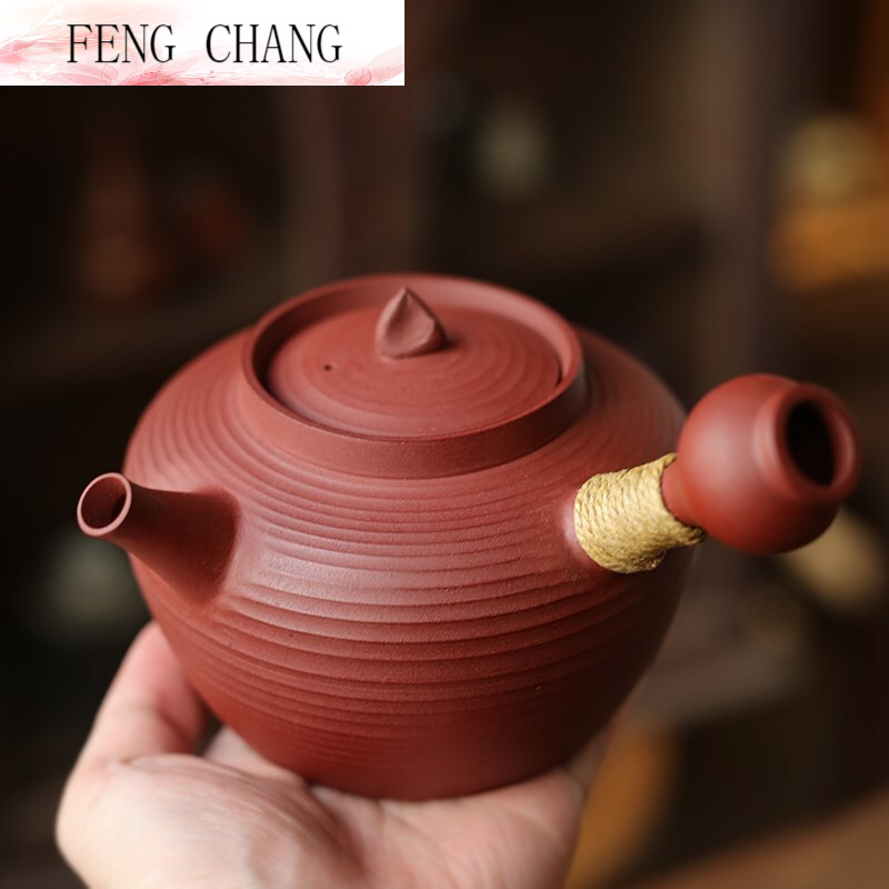潮州砂铫红泥侧把烧水壶急须壶 炭炉电陶炉煮茶壶 潮汕工夫茶具 古月
