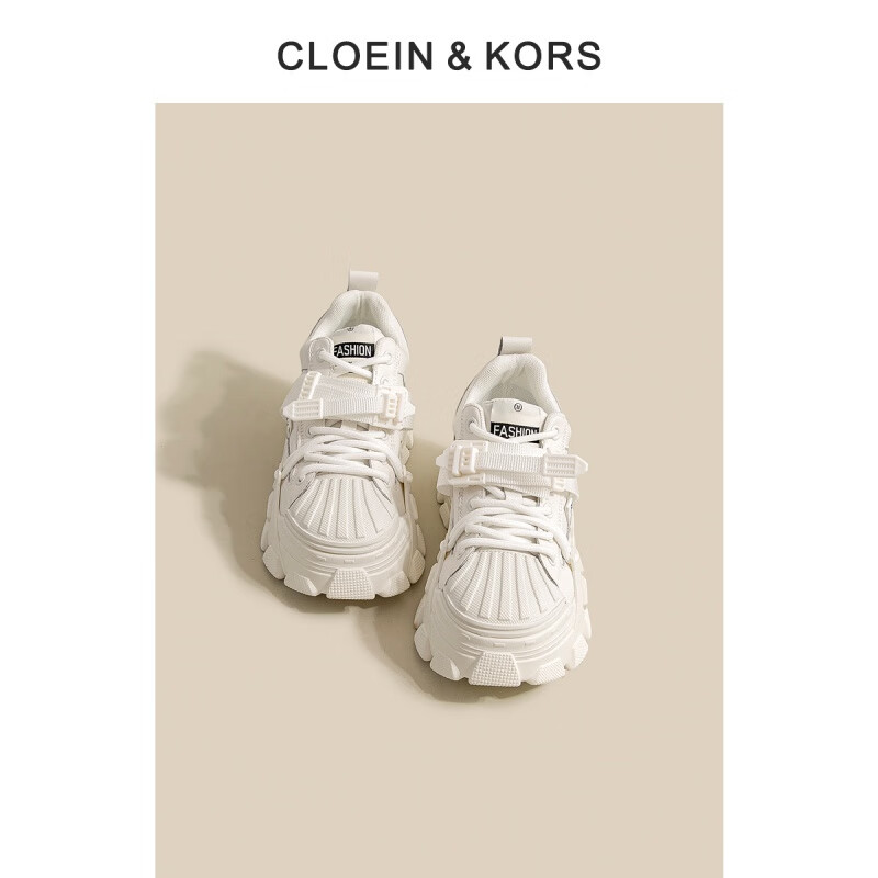 休闲鞋女单鞋女cloein&kos真皮女鞋2022春新款厚底贝壳潮鞋子运动老爹