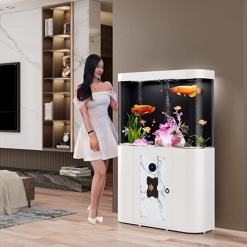 水族箱底部过滤长期免换水防爆鱼缸 白色(手机 语音 触控) 上门安装