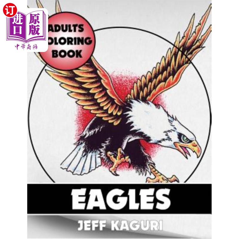 海外直订adults coloring books: eagles 成人涂色书籍:老鹰
