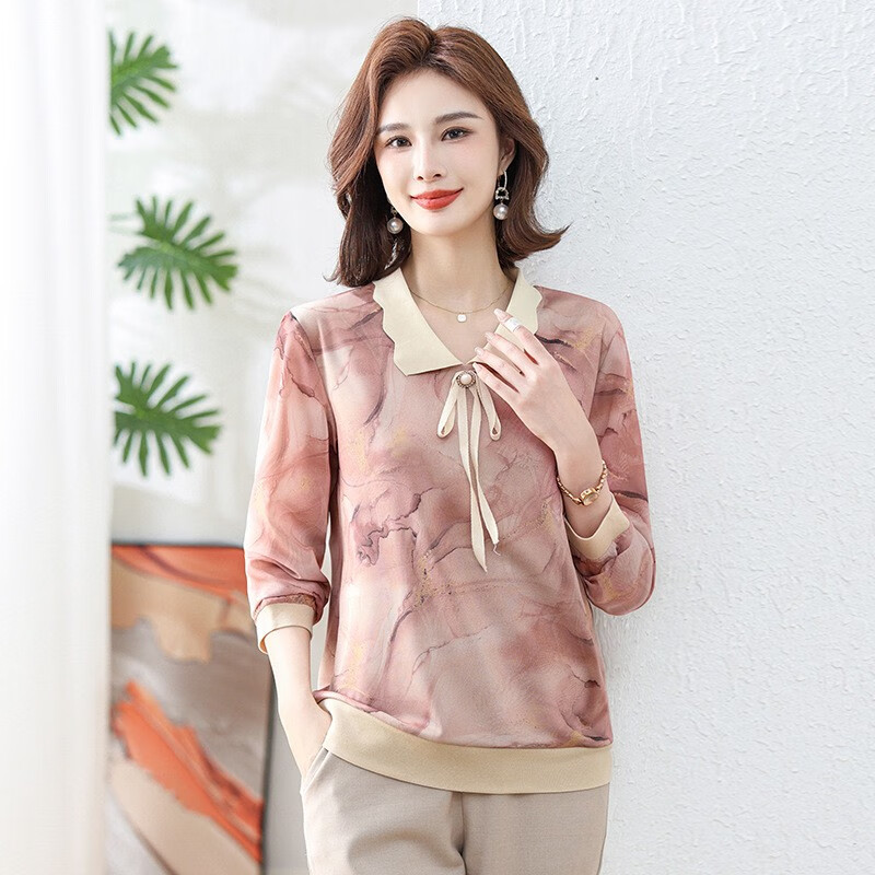 寻蔻年华春装上衣薄款小衫妈妈装女中年女装新品服装2024年中老年女装
