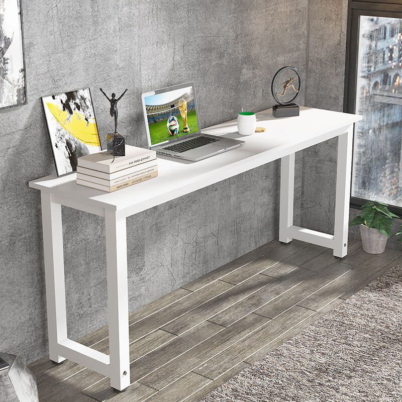 摩瑞迪长条桌简约长方形桌子简易电脑窄桌靠墙书桌经济型卧室定制学习桌 浅胡桃面 白架 160长*40宽*74高(加粗桌)