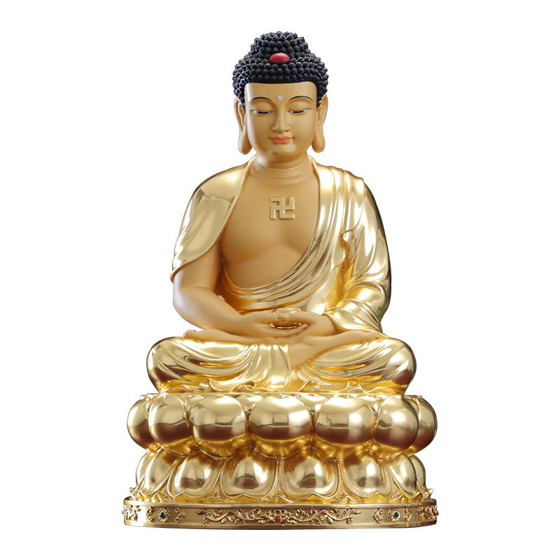 圓通佛像釋迦牟尼佛像供奉寺廟佛堂家用臺(tái)灣純銅貼金大日如來(lái)三寶佛客廳擺件 48CM全蓮阿彌陀佛17款升級(jí)(銅貼金)