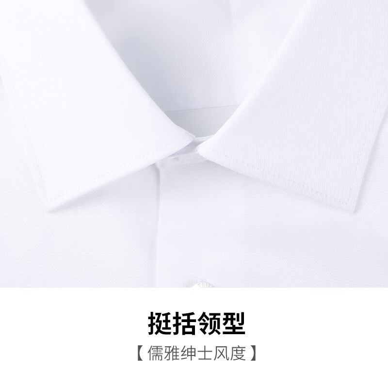 才子（TRIES）【明星同款】男士商务休闲长袖衬衫易打理纯色百搭职场白衬衣 白色 2XL 41(175/96A)
