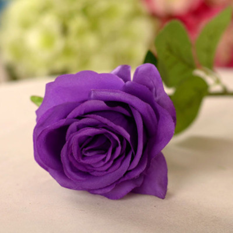 仿真花单支玫瑰绢花假花婚庆手捧花居家客厅桌面装饰摆放花艺 紫色