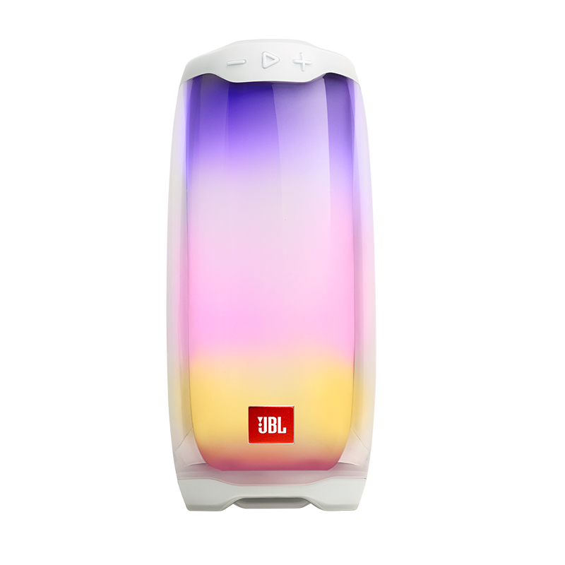 JBL PULSE4 音乐脉动四代 便携式蓝牙音箱 全面屏炫彩小音箱+低音炮 桌面音响 超长续航 防水设计 白色