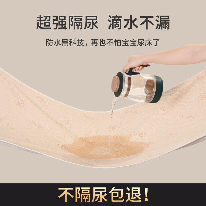 小白豚隔尿垫婴儿可洗床单大号幼儿园可机洗儿童可水洗彩棉小号透气防水 健康宝宝(天然彩棉 升级5A抗菌) 90*120cm
