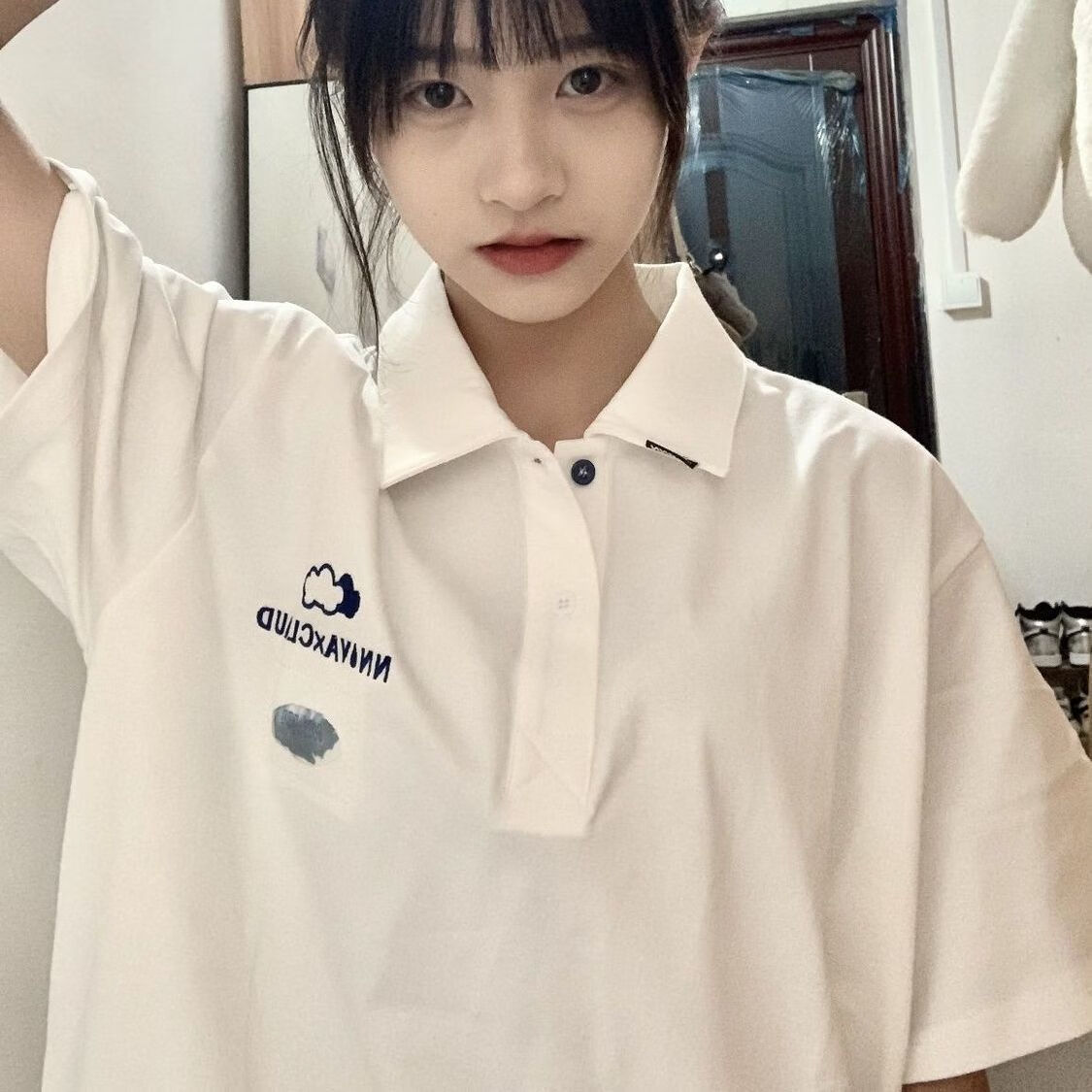 jzog日系软妹少女感小清新polo衫短袖t恤女夏季新款校园设计感上衣ins