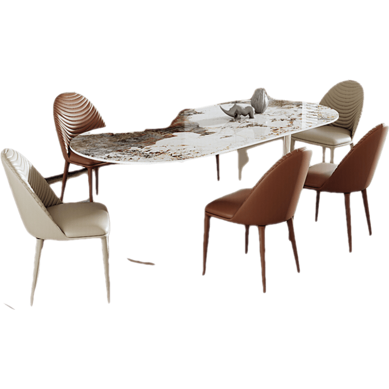 欣奢 餐桌 岩板餐桌椅组合小户型饭桌家用吃饭桌子现代简约轻奢歺桌 餐桌 1.4米