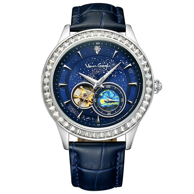 van goghvangogh梵高手表全自动机械手表镶钻meq-1706 蓝色