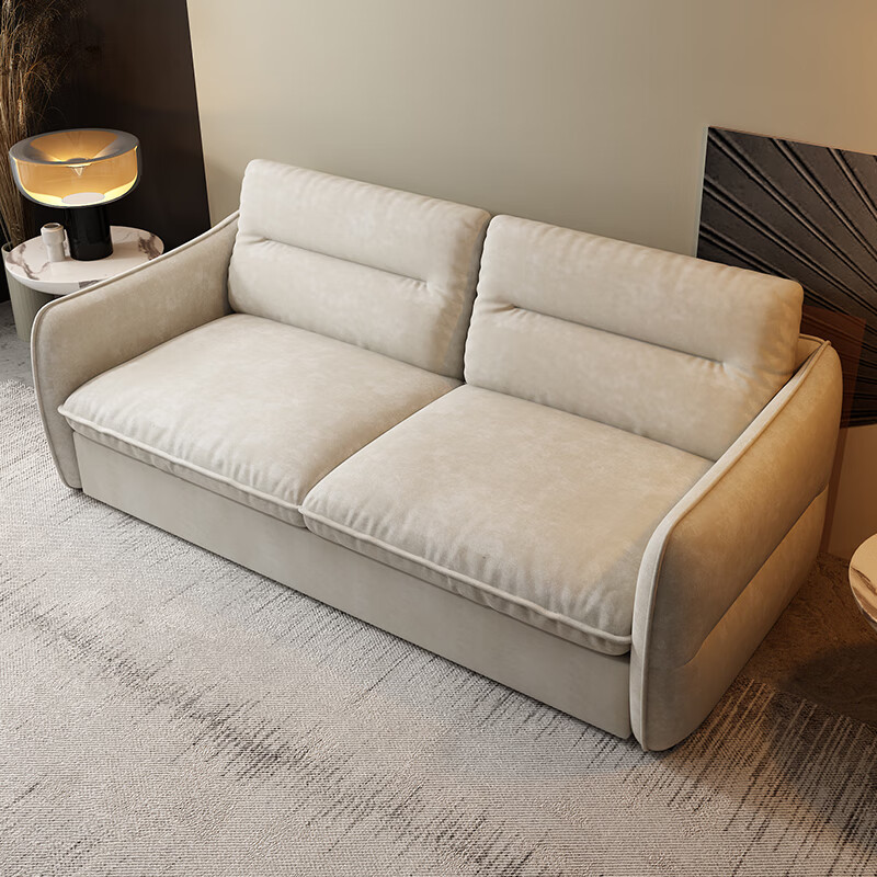 宫居 沙发床两用多功能可折叠床高档别墅 奶油色-防猫抓 140cm【单人