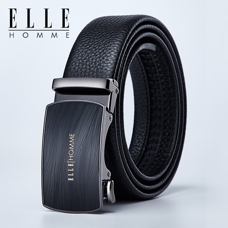 ELLE HOMME法国品牌男士腰带男真皮自动扣高档皮带裤带生日礼物送男友老公 【橙色礼盒】902043百搭枪色 115cm (可指定/可修剪)