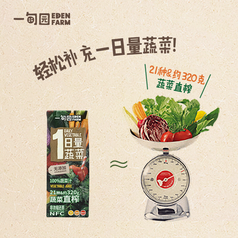 一甸园100%果蔬汁非浓缩蔬果饮料 NFC蔬菜汁200ml*10盒 礼盒装
