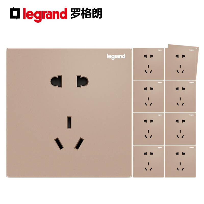 罗格朗 开关插座面板仕典米兰金家用86型五孔带USB墙壁电源暗装多孔插座 逸景玫瑰金五孔10只装 【开关插座清单报价】