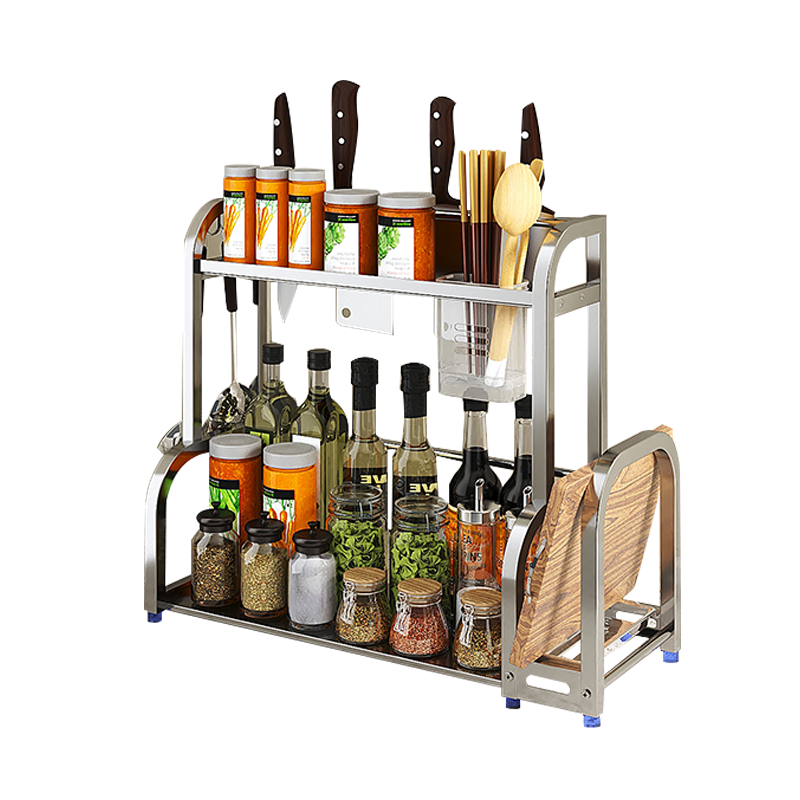 优勤(YOUQIN)厨房置物架台面调味调料架不锈钢筷子筒刀架带砧板菜板架免打孔落地收纳架