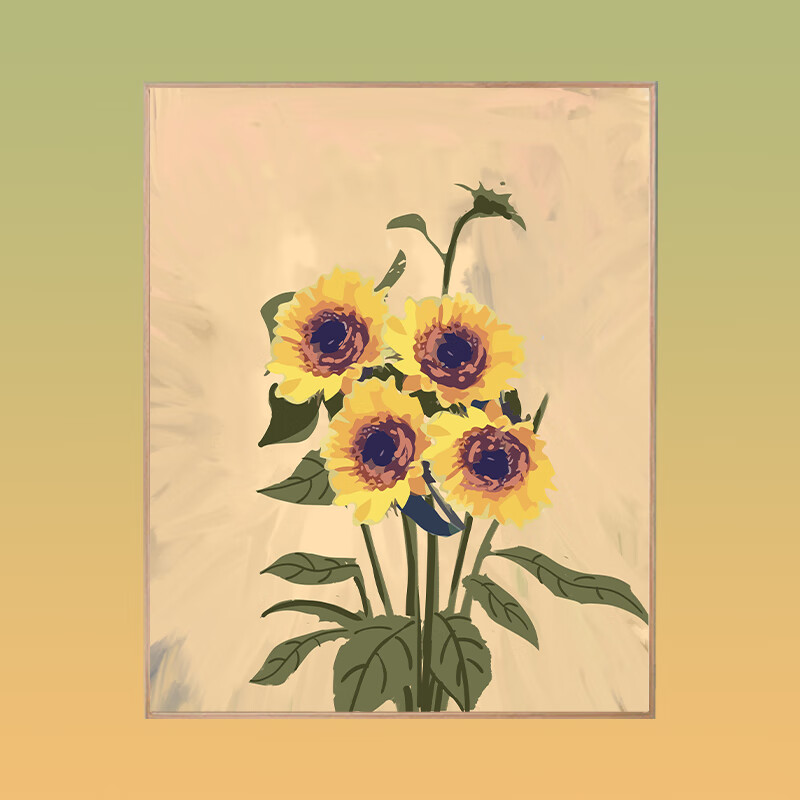 数字油画清新治愈油彩画简单手绘填色画艺术立体填色唯美挂画 花卉2