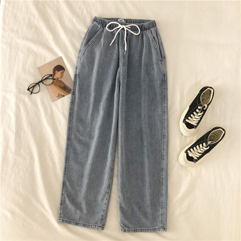 婵栩适合腿粗女生穿的裤子胯宽牛仔裤春夏秋冬休闲直筒牛仔裤女复古宽