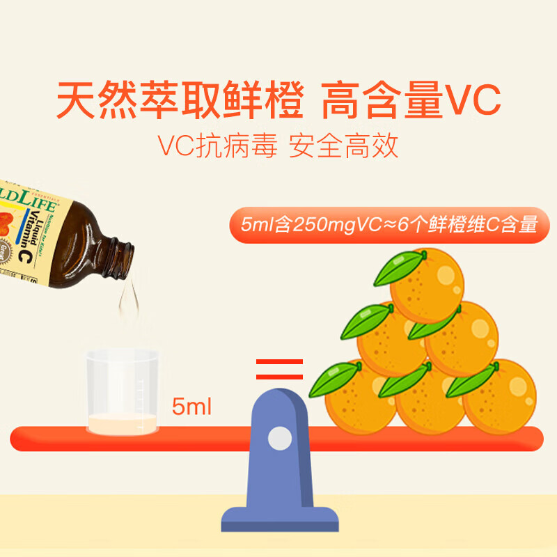 童年时光 甜橙vc 儿童维生素c 宝宝维c液体 6个月以上 118ml/瓶