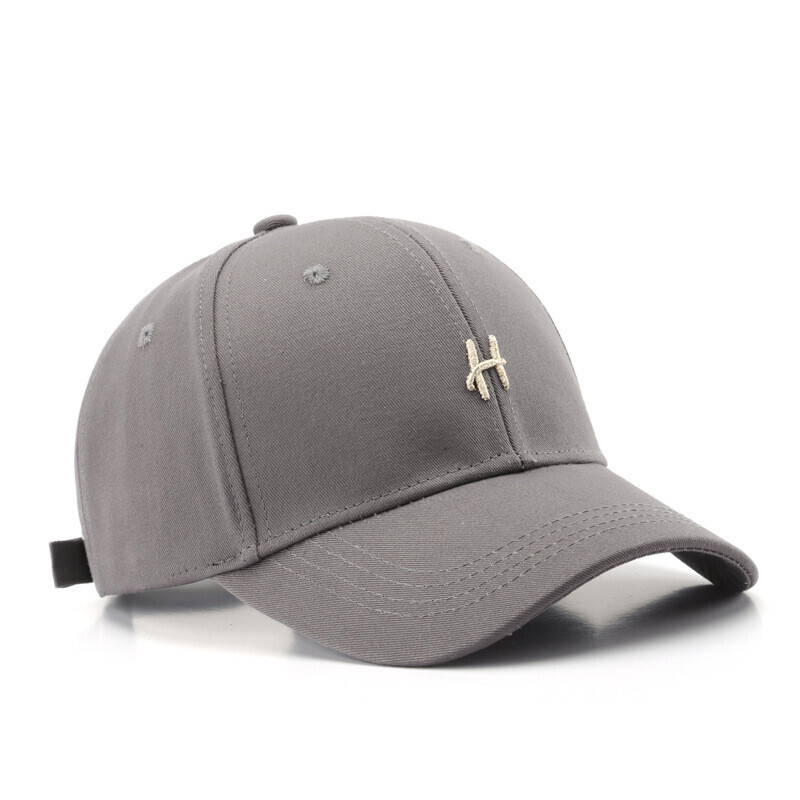 简时行帽子女韩版潮情侣百搭硬顶棒球帽四季通用户外休闲遮阳鸭舌帽 H-灰色 均码