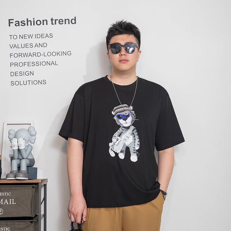 纺布者(penny pei)潮牌大码t恤男短袖2023夏季新款加肥加大胖半袖美式