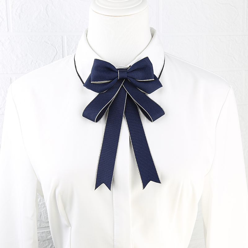 沐悠羽白衬衫领结女系带学院风英伦韩版纯色甜美百搭飘带衬衣蝴蝶结