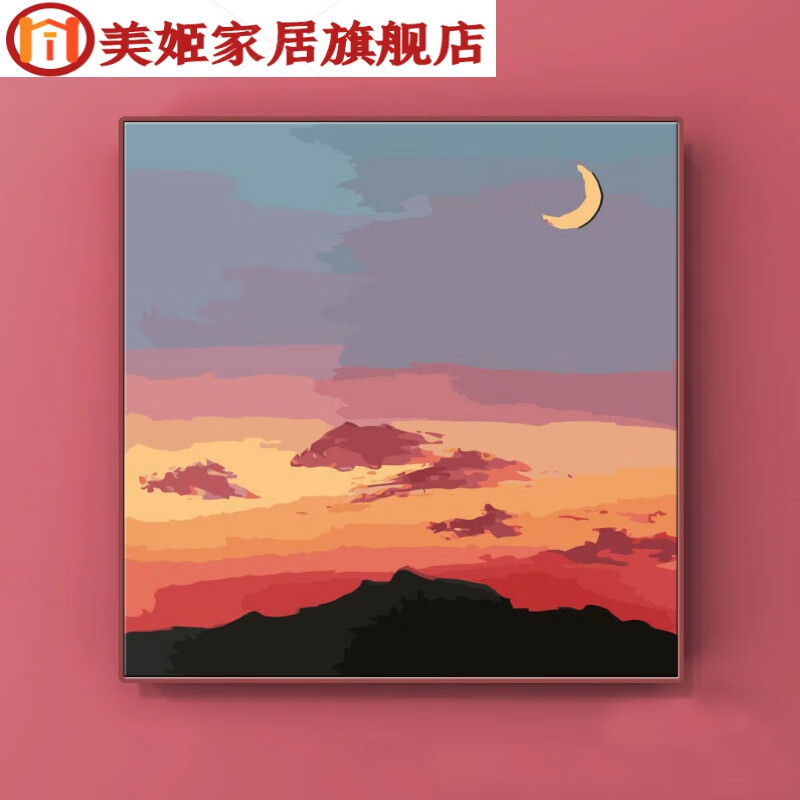 油画画画景画客厅卧室装饰画美填色画手绘油画艺术 bk014-夕阳西下 30