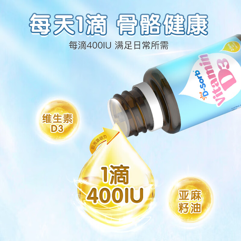 D-Sorb维生素D3+柠檬酸钙组合d3滴剂400IU液体钙滴剂 维生素D3+柠檬酸钙-乳铁蛋白6条 2.8ml*1瓶
