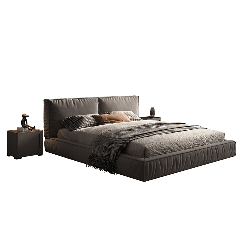 费杰罗 床 意式极简双人床现代简约羽绒软靠1.5/1.8m北欧别墅皮床卧室轻奢婚床 S801# 1.5/1.8m气压款+床垫