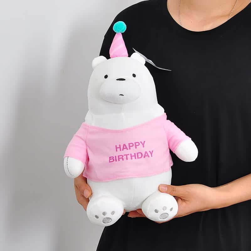 创京懿选咱们裸熊三只咱们裸熊生日快乐白熊毛绒玩具抱枕软萌熊猫公仔