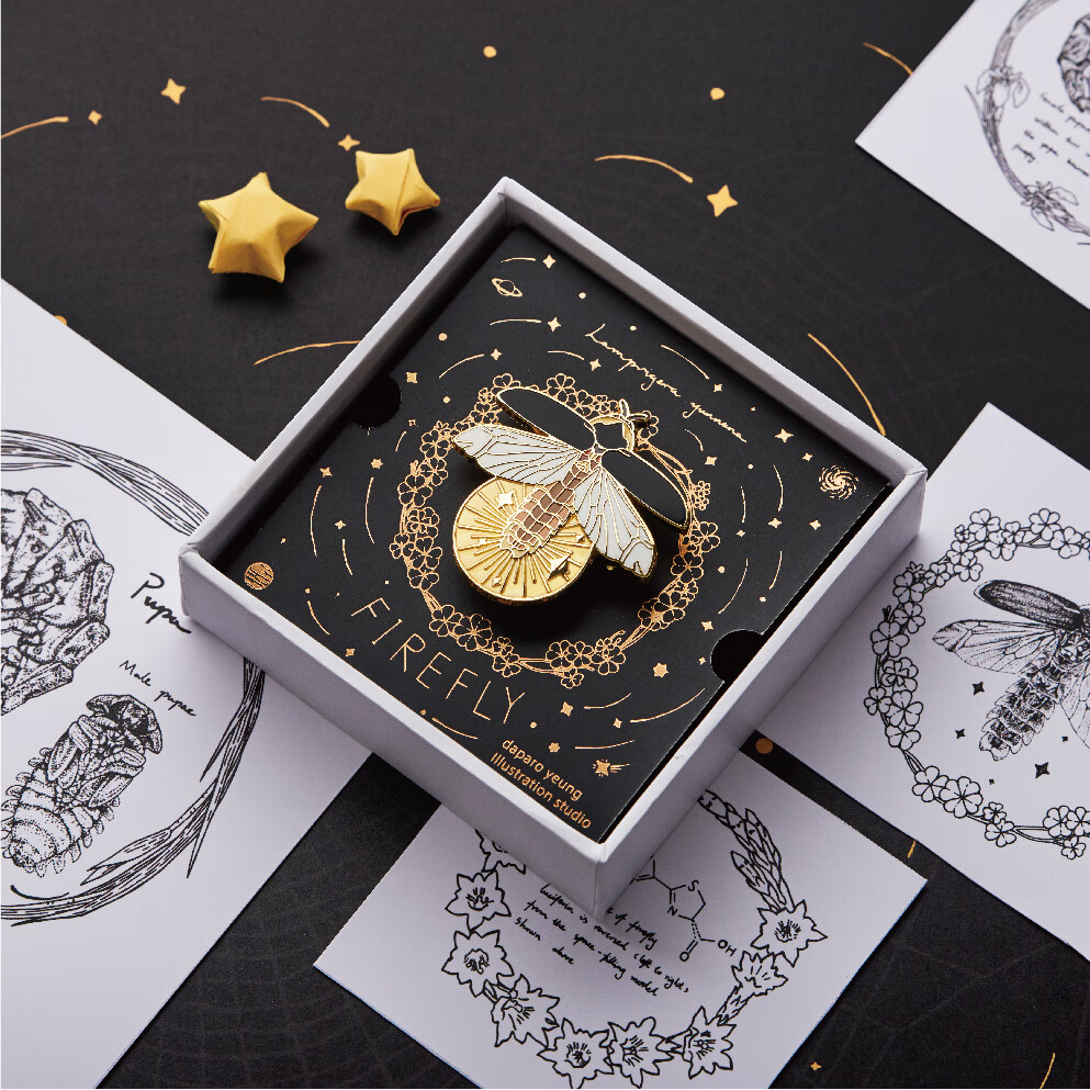 岑枫   荒野密林萤火虫胸针夜光创意徽章荧光 萤火虫