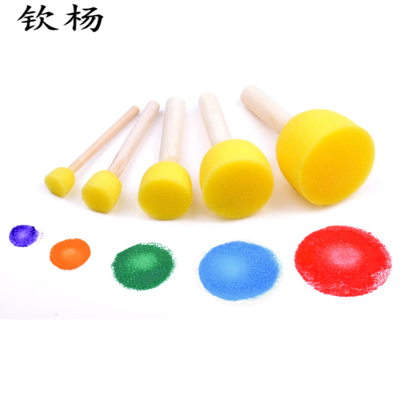 儿童海绵印章绘画刷套装创意涂鸦画具幼儿园早教diy海绵棒画画 蘑菇头
