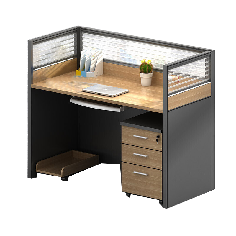 诩弈 职员办公桌椅组合现代简约屏风工位办公家具简约2人4人6人卡座卡位  7型四人位【含柜不含椅】