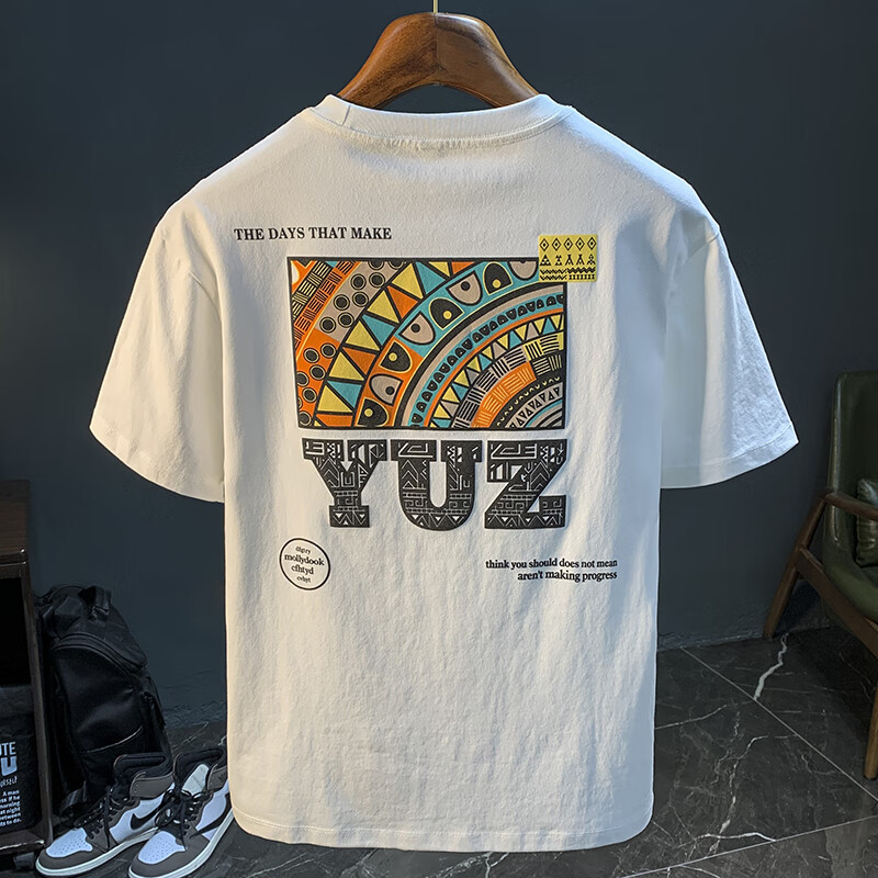 美式潮牌时尚透气体宽松印花 白色 [jsw303白色] m 建议体重90-108 斤