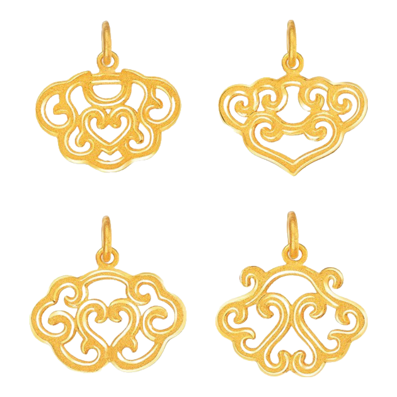 明牌珠寶 黃金吊墜 足金古典鎖扣掛件項墜禮物送女友老婆工費150 足金吊墜 AFC0230如意扣 約2.11克