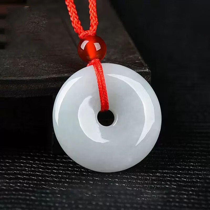 尊璧缅甸翡翠a货平安扣吊坠玉扣挂件玉石平安环情侣玉佩项链