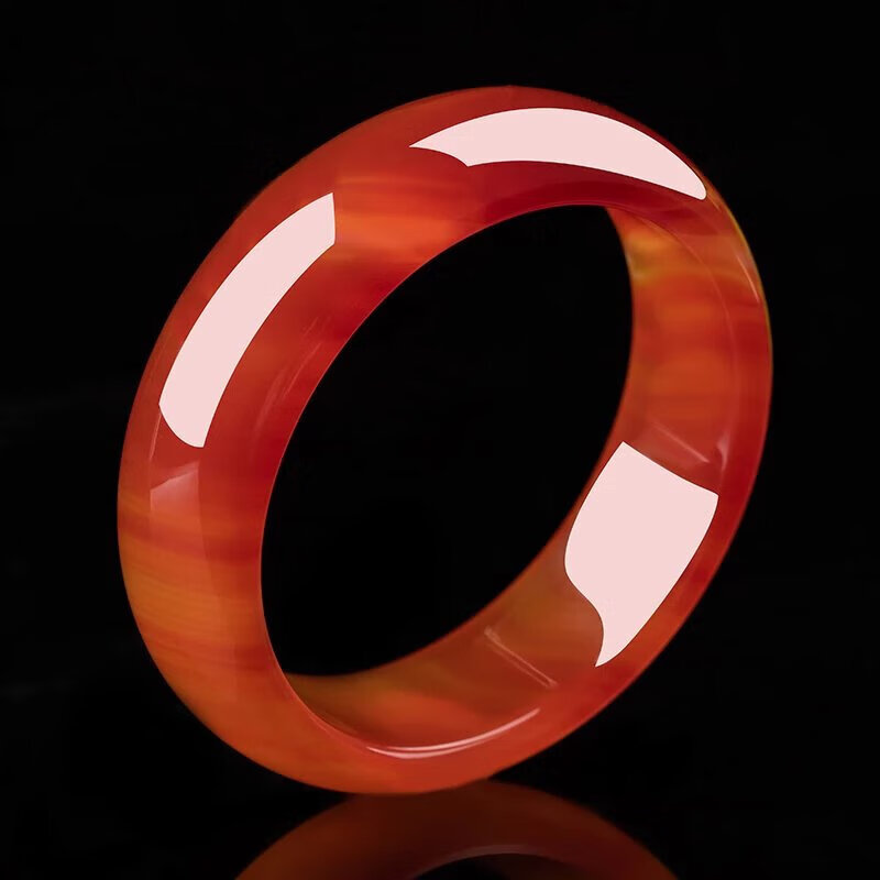 snqp红翡翠手镯冰种红玉细条加宽版妈妈款女款少女玉镯子 手镯窄版52