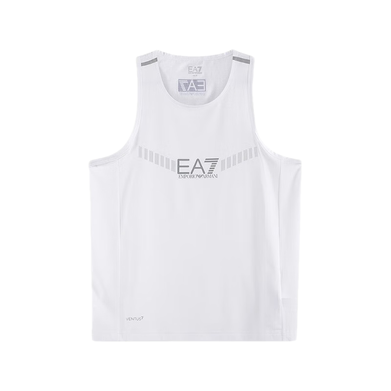 阿瑪尼（ARMANI）EA7 男士輕薄夏季網(wǎng)孔透氣無袖運(yùn)動(dòng)背心男裝禮物男 3RPH01 PJMEZ 1100 白色LOGO圖案 XS
