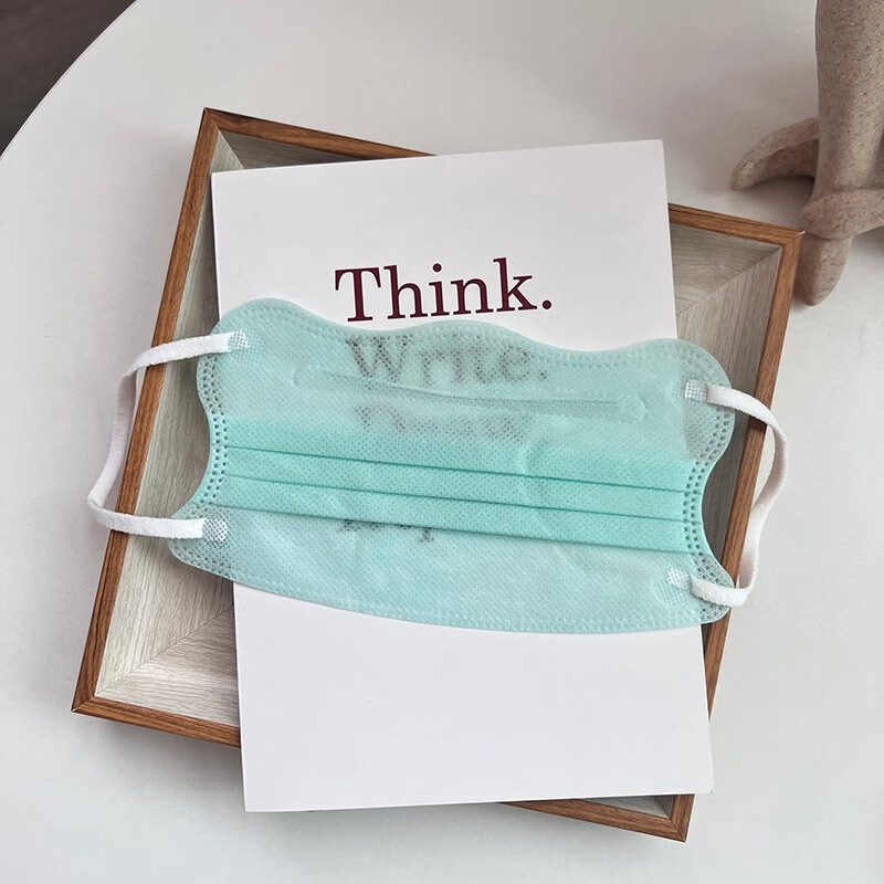 芊羽 马卡龙波浪形一次性口罩夏季超薄二层透气防晒成人口罩泡泡纱加