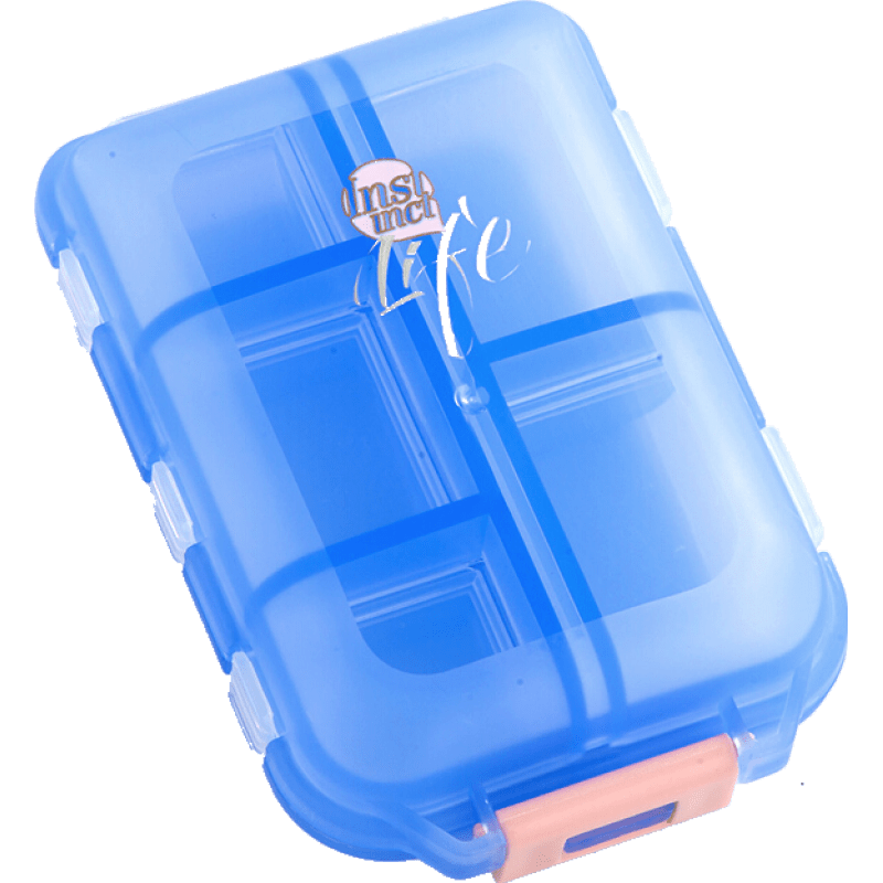 药盒一周便携随身分装药丸盒迷你小号单个10格薬盒大容量 清新蓝色