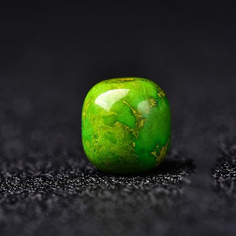 snqp菜籽黄绿松石单珠老型桶珠子散珠配饰珠diy菩提金刚佛珠手 绿松石