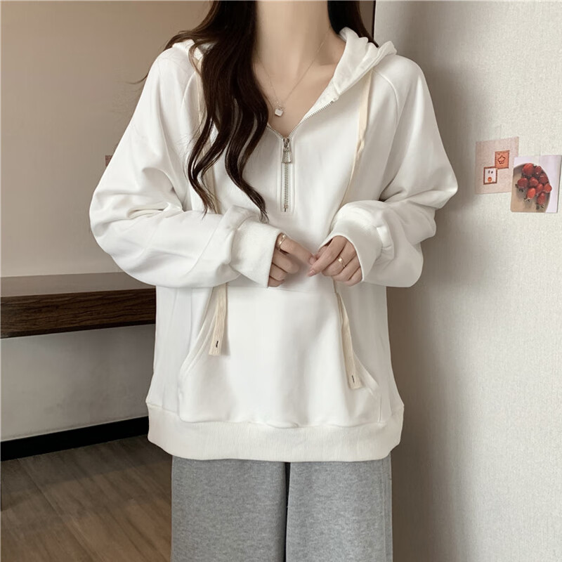 巧谷(quincegirl)新年战袍半拉链连帽运动衫卫衣女春秋冬薄款2024新款