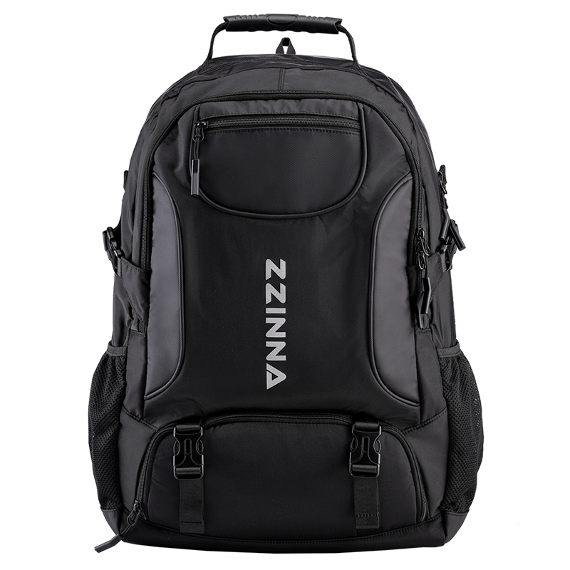 智纳(ZZINNA)大容量背包男休闲出差旅行包行李包可扩容双肩包女运动学生电脑包书包 黑色